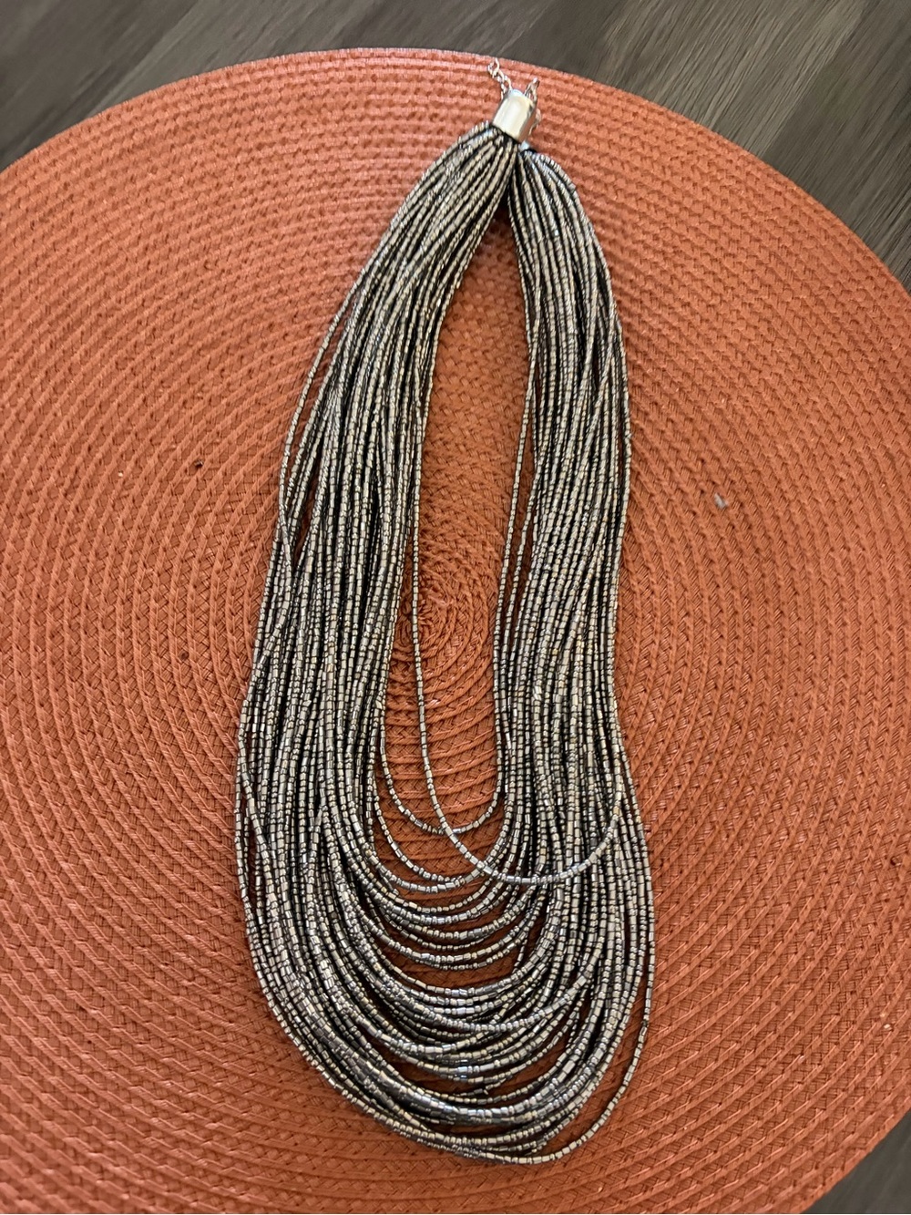 Multi-Strand Hematite Beaded Necklace - Gunmetal Gray - Picture 3 of 6